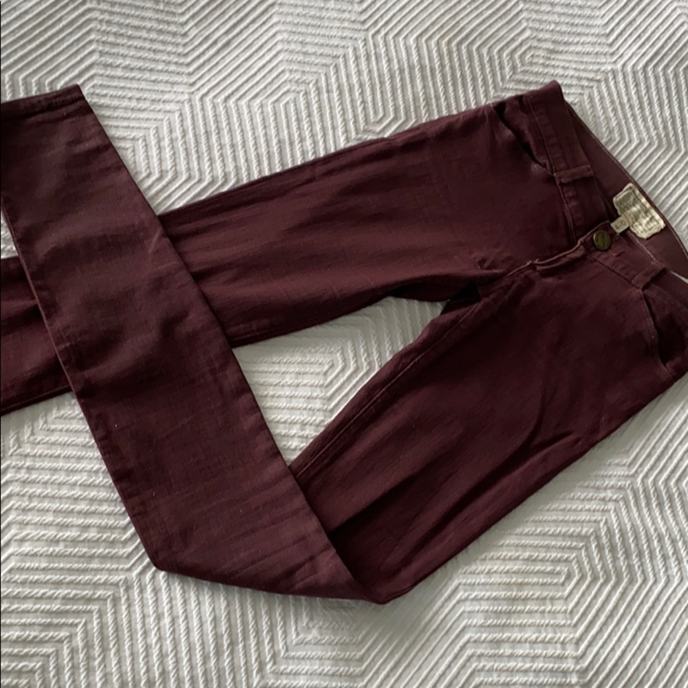Burgundy skinny stretch denim 24